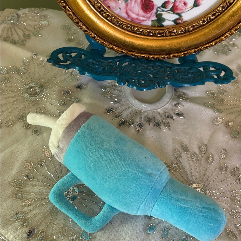 Blue and White Plush Faux  Stanley Cup ~ Designer Doggy ~ Gucci’s Pet Pawtique